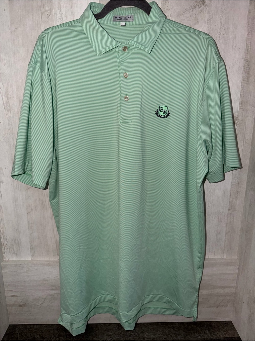 Peter Millar Men's Mint Green & White Summer Comfort Carlton Woods Country Club
